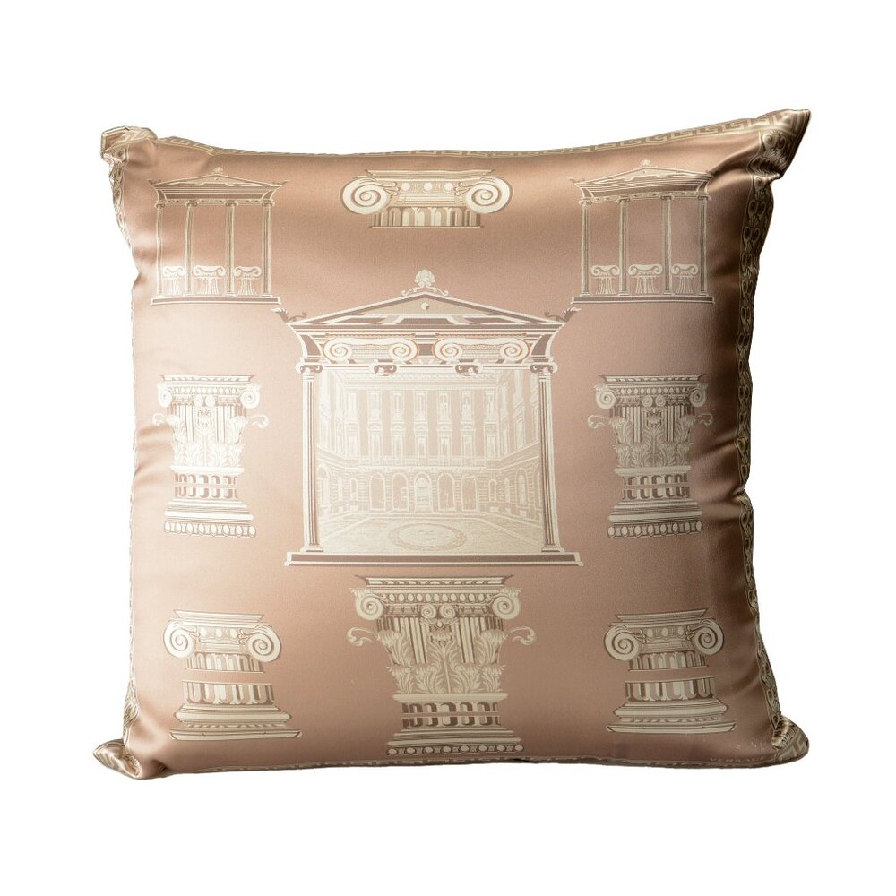Versace Taupe 100% Silk Throw Decorative Cushion Pillow